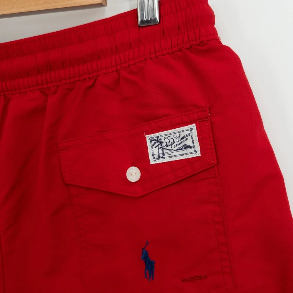 New Polo Ralph Lauren Swim Trunks Mens Large Red All Over Pony Preppy NWT
